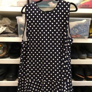 Lauren Navy Sleeveless Polkadot 2x Dress